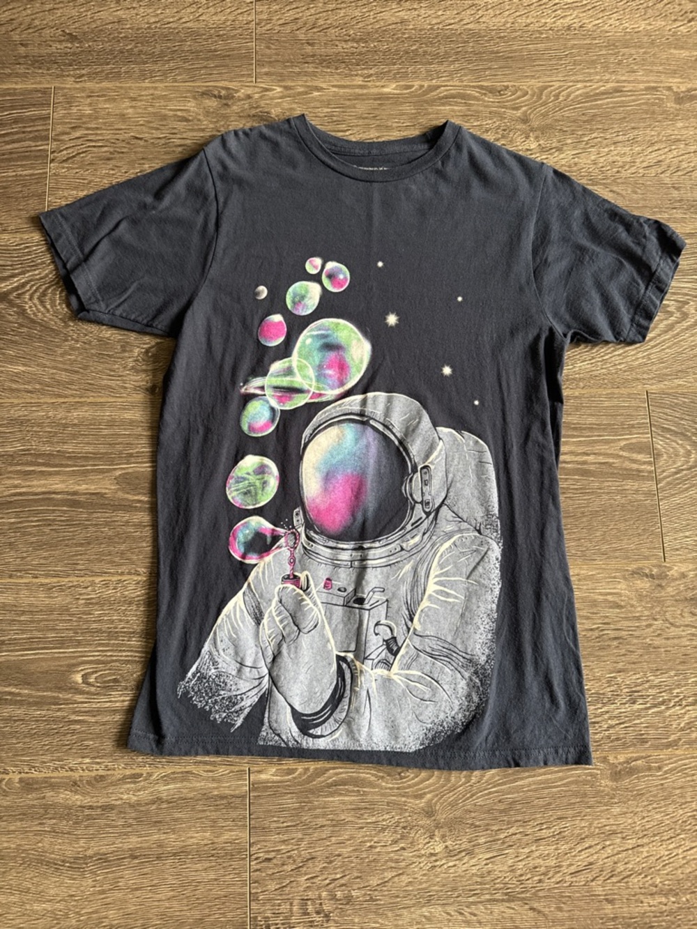 Astronaut Bubble Graphic Tee with Neon Accents
